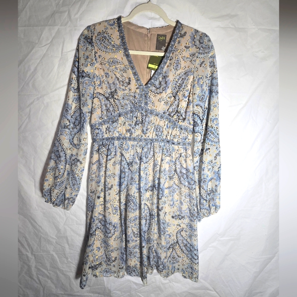 NWT Taylor Size 4 Blue Oat Short Dress